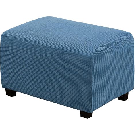 1 Housse De Pouf Extensible Tissu Jacquard Spandex Gris Bleu Pour Repose-Pieds Rectangulaire Salon (1/5)
