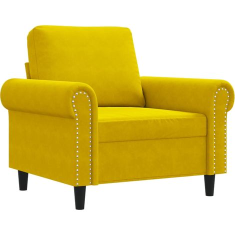 Fauteuil de Salon,Chaise,Fauteuil Jaune 60 cm Velours CFW609936 (1/5)