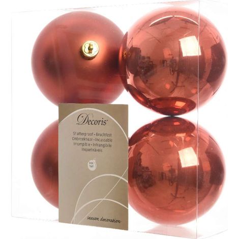 Sfere 10 cm rosso autunno 4 pz