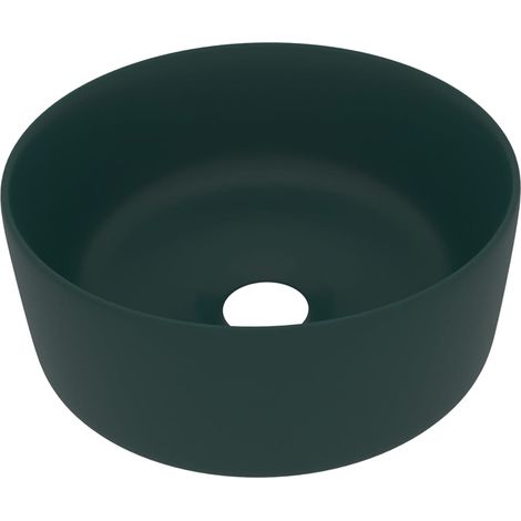 Lavabo da appoggio rotondo di lusso lavabo da bagno guardaroba cucina arredamento per la casa 40 x 15 cm ceramica verde scuro opaco 020002756