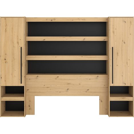 Armadio a ponte con scomparti e LED L269 cm Naturale e Nero - VARLY (1/4)