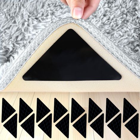16 Pièces Anti Derapant Tapis, Lavable et Réutilisable Rug Grippers Antidérapant pour Tapis, Triangulaires Carpet Grippers Coin pour Sols Lisses, Cuisine, Salon (1/5)