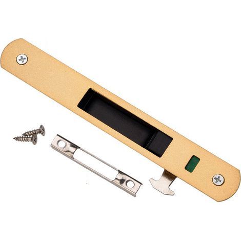 Serrure de porte coulissante - Garnitures de quincaillerie de verrouillage simple de fenêtre de porte coulissante en acier inoxydable de ménage(or) (1/4)