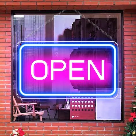 LED-Leuchtschild „Geöffnet“ für Geschäfte, 41 x 22 cm, mit Ein-/Ausschalter, ultrahell und auffällig, ideal für Schaufenster, USB-Anschluss (1/5)