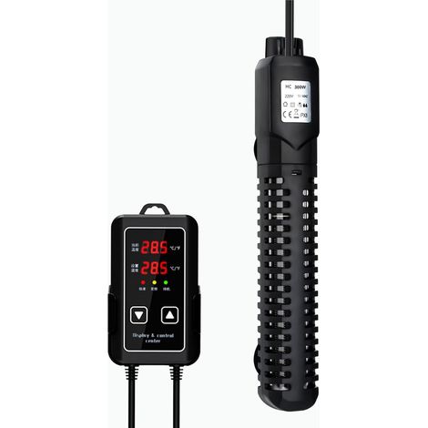 Chauffage pour Aquarium (15-34 °C), thermoplongeur pour Aquariums et bassins à Poissons avec régulateur de température et Protection Contre la surchauffe (300W) (1/5)