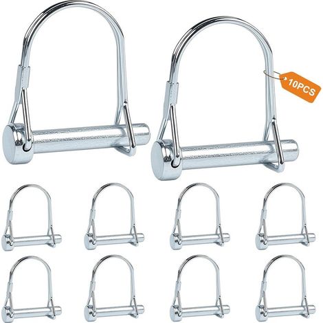 10 Pièces Goupille de Verrouillage Forme D 8 x 45 mm, Goupille Agricole en Acier Carbone, Axe de Verrouillage pour Remorques de Ferme, Wagons, Pelouse, Jardin, Agriculture (1/5)