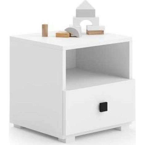Comodino per cameretta Emi bianco con maniglia nera a cubo (1/3)