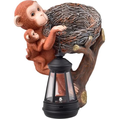 Lampe pour singe Résine pour décor Mur Jardin Extérieur Lampe Extérieure en Résine pour singe, Lumière Chaude, pour décor Mural pour Jardin et Clôture, 20cm (1/5)