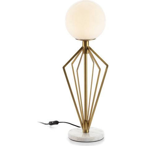 Lampe de Table 23x23x68 Verre Blanc/Marbre Blanc/Métal Doré (1/3)