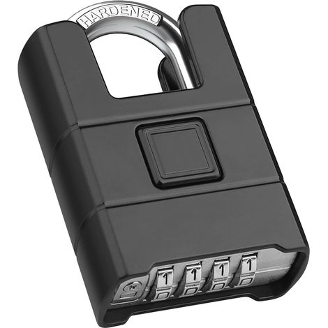 Large heavy-duty outdoor combination padlock, cut-resistant 4-digit waterproof padlock with code, high-security padlock with 8mm thick chain, black (1/5)
