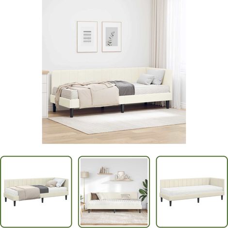 Eckbettgestell - Eckbettgestell mit Matratze mit Matratze 2 pcs Creme Samt (1/5)