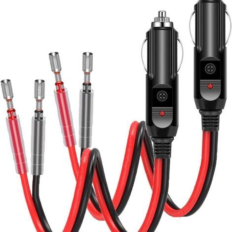 Lntyq Adaptateur allume-cigare mâle 12 V/24 V Câble d'extension 10 cm 16 AWG avec indicateur LED rouge et fusible 15 A de remplacement pour voiture camion 2 pièces (1/5)