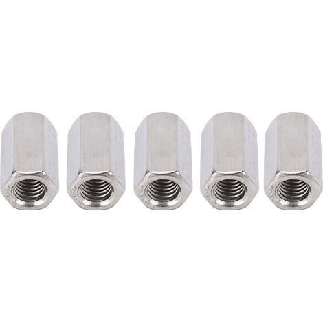 Lot de 5 écrous hexagonaux de raccordement métriques M12 x 1,75, 19 L35 mm, en acier inoxydable, pour tige longue. (1/5)