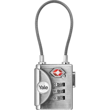 Cadenas TSA à Code Gris Anse Souple avec Combinaison Programmable 3 chiffres homologué TSA 32 mm - Nickelé Brossé - Pour Valise de voyage et Bagage antivol (1/5)