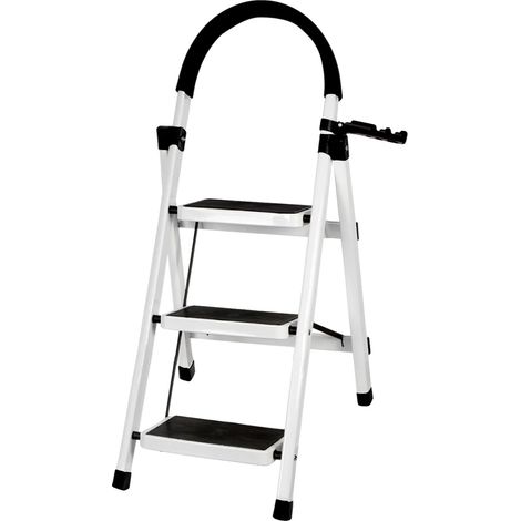 Escalera plegable, diseño antideslizante, mango ergonómico, BLANCA, M (1/2)