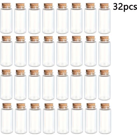 (10 ml - 32 bouteilles) Petites bouteilles en verre avec bouchons en liège, parfaites pour présenter des objets d'art et d'artisanat et décorer des articles de fête. (1/5)