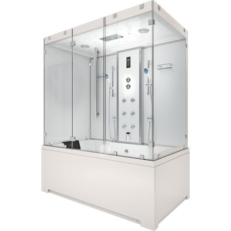 Kombination Badewanne Dusche K80-WS-EH-A-EC-EA Duschtempel 100x180 cm 2K Scheibenversiegelung (1/5)