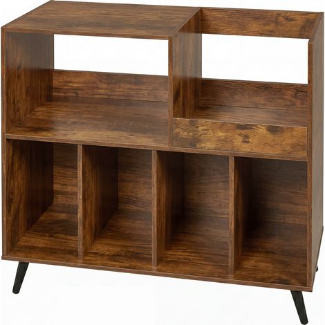 Levede Record Player Stand 300+ Album Storage Turntable Cabinet Rubber Wood Antique Brown (1/5)