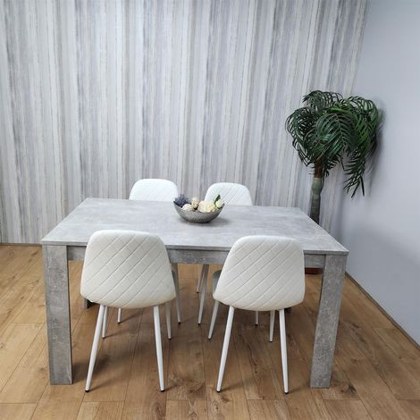 Wooden Rectangle Dining Table Sets with Set of 4 Chairs, Grey and White (1/5)