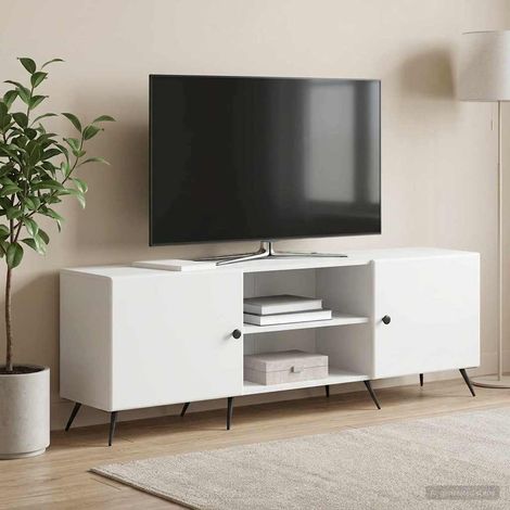 vidaXL Meuble TV Blanc 150 x 31 x 50 cm Bois d'ingénierie (1/5)