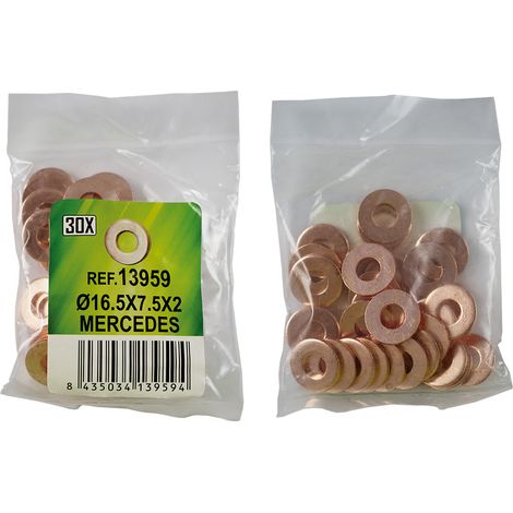 BOLSA DE 30 ARANDELAS DE COBRE PARA INYECTORES - Ø16.5X7.5X2 - MERCEDES JBM (1/2)