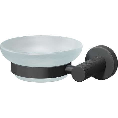 Colore Matt Black and Frosted Glass Industrial Style Wall Mounted Soap Dish (1/5)