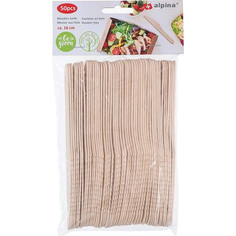 Couteaux jetables en bois - ALPINA - 16 cm - 50 pcs - Durables - Légers (1/3)