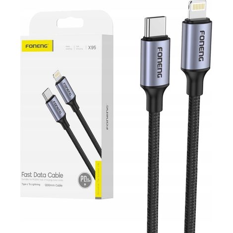 Câble USB-C - Lightning pour iPhone, charge rapide double face, 1 m (1/5)
