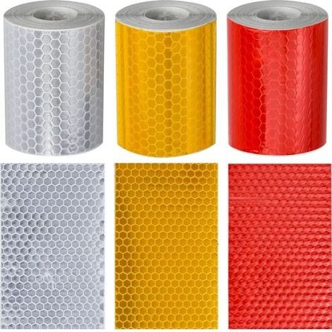 3 Rouleau Ruban Réfléchissant Adhésif 3m x 50 mm Bande Autocollants Reflechissante Réflecteur de Rayon de Vélo Catadioptre pour Véhicules Voitures Remorques Vélos Casques (1/5)
