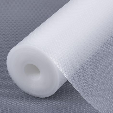 Revêtements d'étagère de Cuisine, revêtement de réfrigérateur étanche et résistant à l'huile pour armoires, Tapis de tiroir antidérapants, matériau Non adhésif pour étagères Transparent 44x400cm (1/5)