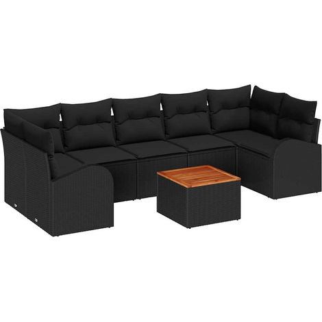Maison Exclusive - Gartensofa-set mit Speicher 8 pcs Schwarz Poly
