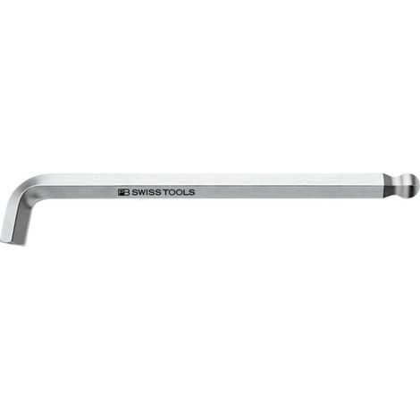 PB Swiss Tools Clé mâle coudée 6 pans, tige courte, avec tête sphérique chromé, Hexagonal: 3 mm