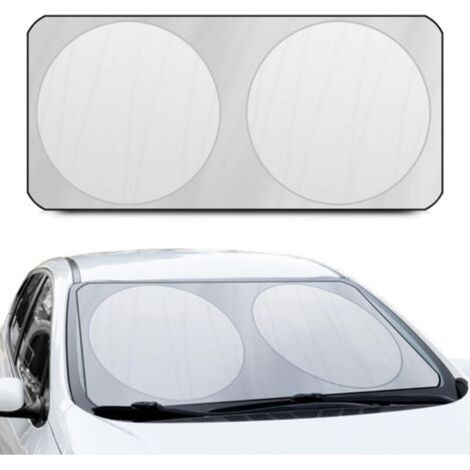 Pare-soleil avant pliable argenté 150 x 80 cm. Protège l'intérieur de la voiture des rayons directs du soleil. Fabriqué en polyester. (1/5)