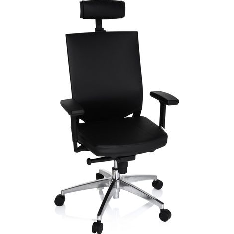 Chaise de Bureau Porto Max Cuir Noir Fauteuil de Bureau Ergonomique, accoudoir (1/5)