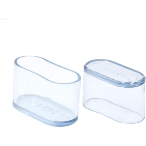 BRAVIX Capuchons Ovales en PVC Transparent - Lot de 8 pour Pieds de Chaise et de Table (20 x 40 mm)