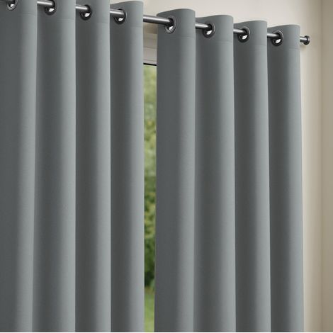 Lot de 2 Rideaux obscurcissants 135 x 240 cm Gris moyen