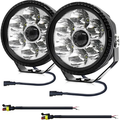 Lot de 2 projecteurs de travail LED 6000K 150W 5 pouces, ronds, étanches IP68, pour camions, motos, SUV, quads et bateaux, lumière blanche (1/5)