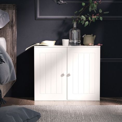 Mobile alto bagno - DAYPLUS - Armadio a muro sospeso - MDF bianco - Mensola regolabile - Chiusura magnetica