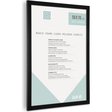 Orion91oficial® - wooden frame easy mount 50x70 cm black unbreakable acrylic glass includes hangers for vertical or horizontal wall hanging perfect for home decoration or personal gifts (1/5)