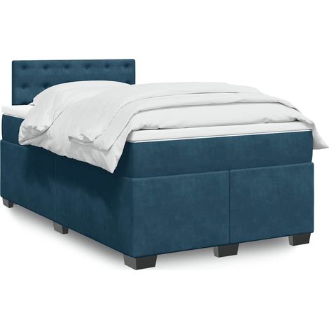 Boxspringbett mit Matratze Dunkelblau 120x200 cm Samt (1/5)