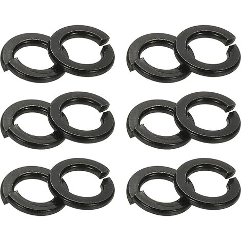 Rondelles Grower, 124pcs Rondelles Grower Fendues 304 Acier Inoxydable Rondelle Frein Revêtement Zinc Noir pour Vis Boulons Écrous, 6 x 6mm x 1mm (1/5)