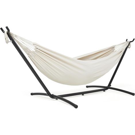 Hamac avec Support d'extérieur de Camping, Portable Extérieur en Toile pour Le Camping, la Plage et Les Voyages 200 kg Capacité de Charge,Beige (1/5)