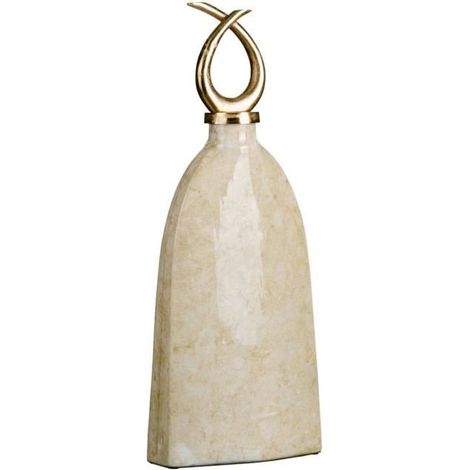 Vase - Décoratif - 24 x 13 x 64 cm - Verre Doré - Métal Blanc - Style Contemporain
