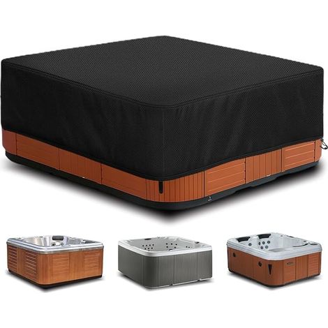 Protective Spa Cover, Waterproof Spa Cover, 420D Oxford Fabric, Dustproof and UV Resistant Windproof – Black (200 x 200 x 85 cm) (1/5)