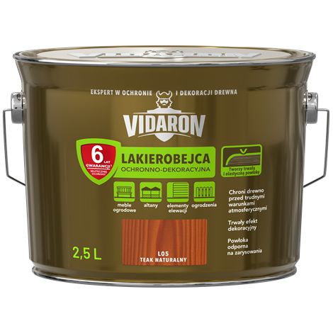 Barniz protector y decorativo Vidaron para madera, 2,5 L, teca natural LO5 (1/2)
