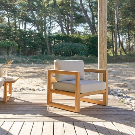 Fauteuil de jardin en bois de teck massif Noah (1/5)
