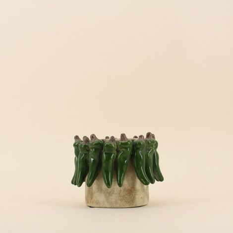 Cache pot en céramique piments relief, H13cm (1/5)