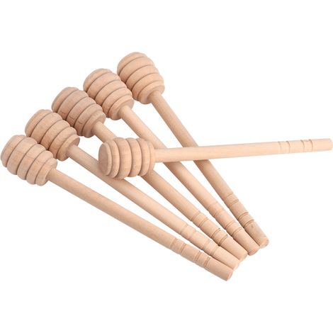 50-teiliges Set Haushalts-Honig- und Marmeladengläser aus Holz mit Dosier- und Sammelfunktion sowie Rührstab (15 cm) (1/5)
