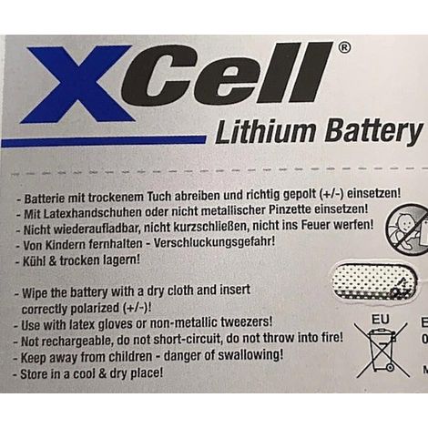 100er Spar-SET XCell CR2032 Lithium-Knopfzelle 3V / 220mAh (1/5)