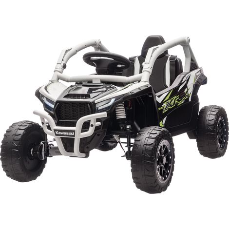 Voiture électrique 12V enfant avec télécommande, lumières LED, klaxon, musique, gris, 3-8 ans